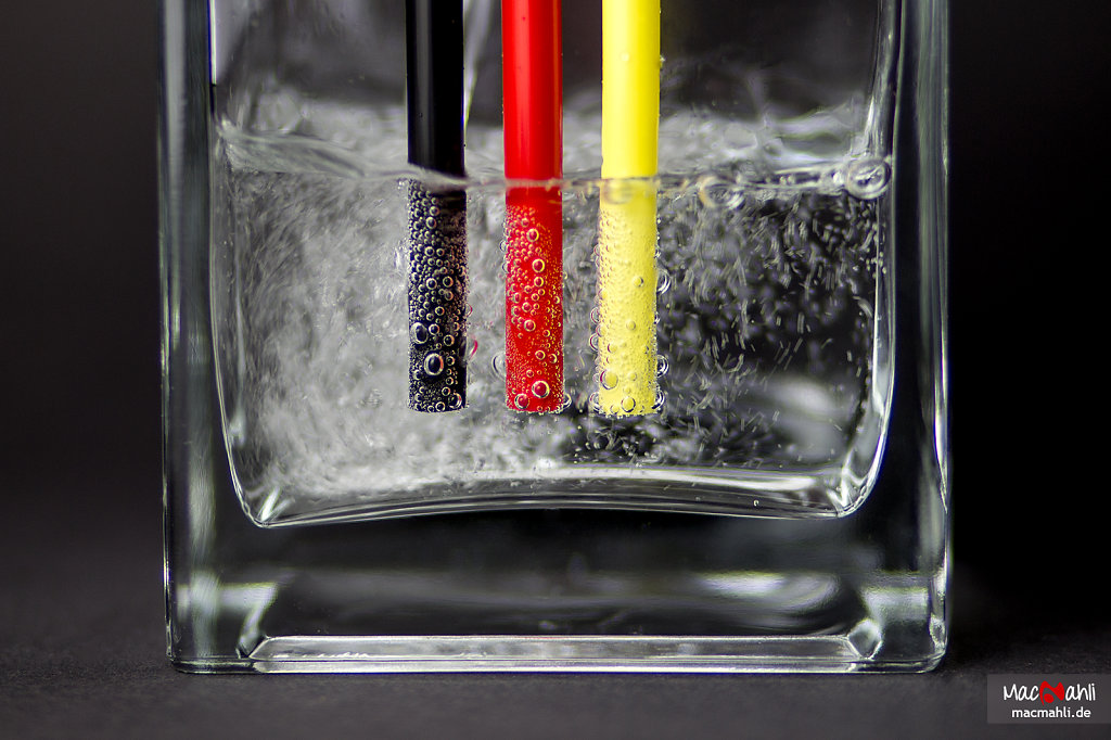 Water beads at straws in Germany colors.